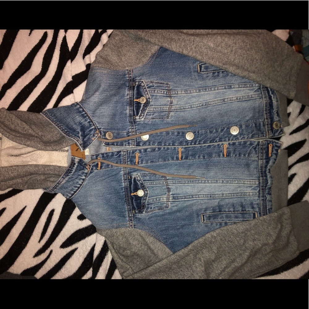 American Eagle sweatshirt jean jacket